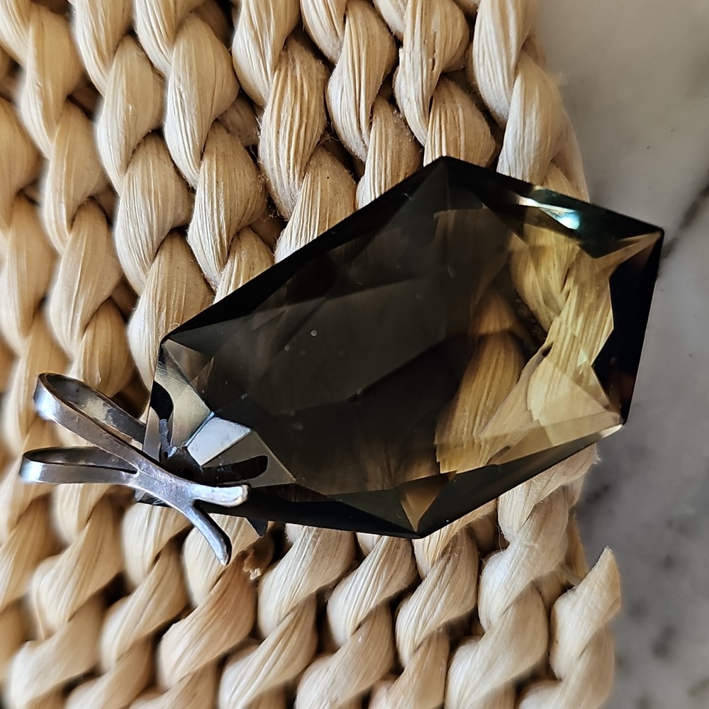 🌺HP🌺Vintage Facet-Cut Smokey Quartz Pendant - Picture 6 of 9